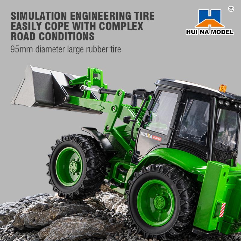 non-toxic 1/14 Remote Control Backhoe Loader Excavator Two-Way Forklift Sound and Light Simulation Trailer Engineering Vehicle Toy for children