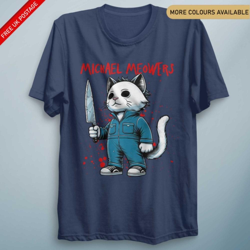 Michael Meowers Tee Halloween Horror Spooky Parody Halloween T Shirt Funny Cats