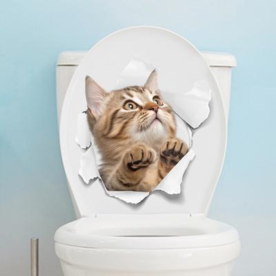 3D Проходная наклейка для кошачьего туалета, съемная, самоклеящаяся, водонепроницаемая, ПВХ, гостиная