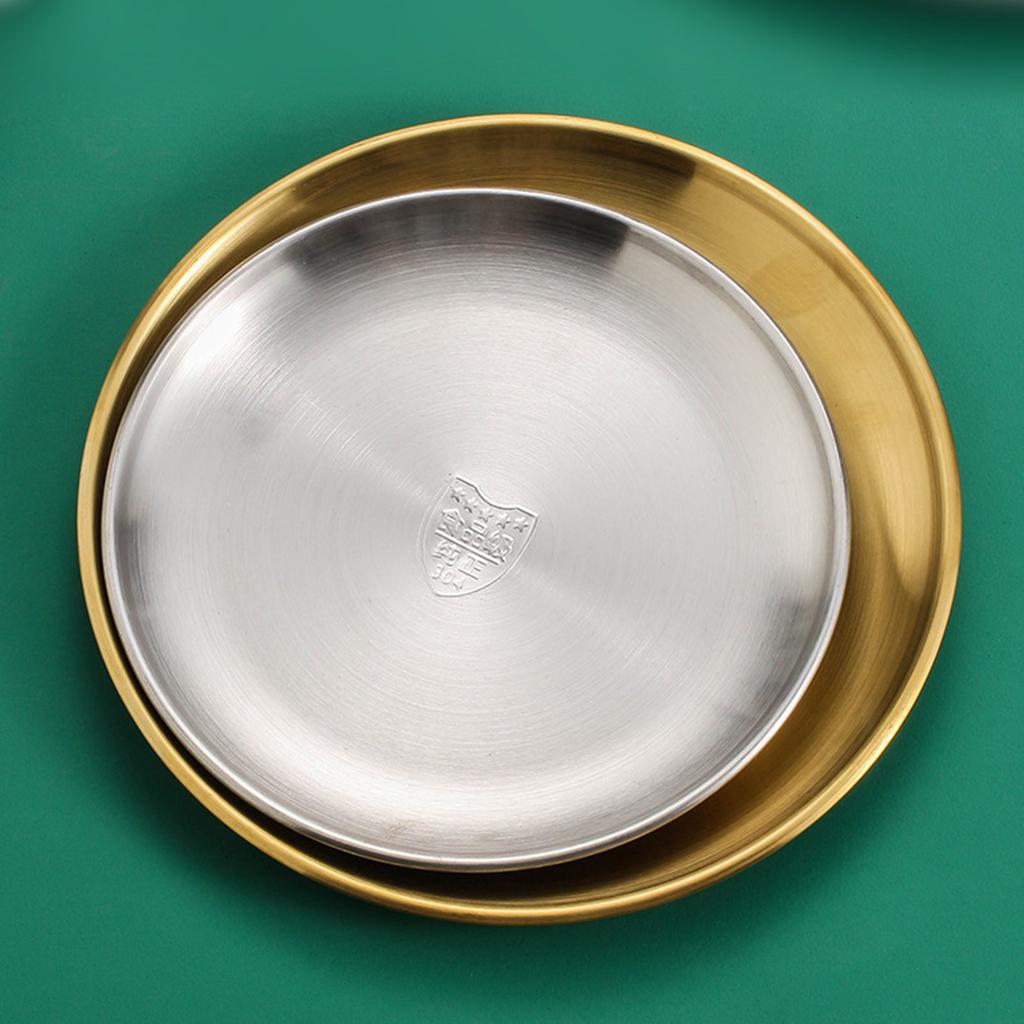 Set of 4 Elegant Meal Dish Set 304Stainless Steel Serving Plates Dinner Plate Suitable for Entertaining and Daily Use