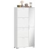 Shoe Cabinet with Mirror, 4 Tilting Drawers, Entryway Shoe Cabinet, White