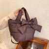 Сумка с бантом, женская сумка через плечо большой вместимости, модная сумка-мессенджер на пуху, портативная сумка-тоут, роскошный кошелек