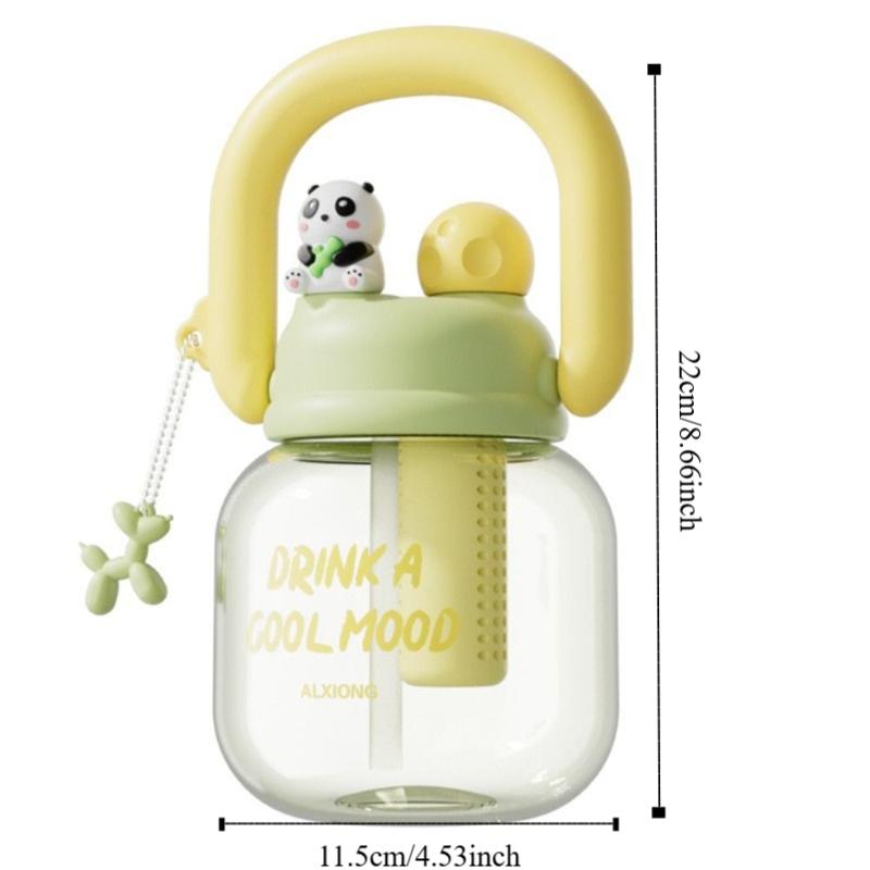 With Straw Portable Drink Bottle Leakproof Transparent Bottle Kids Water Sippy Cup Outdoor