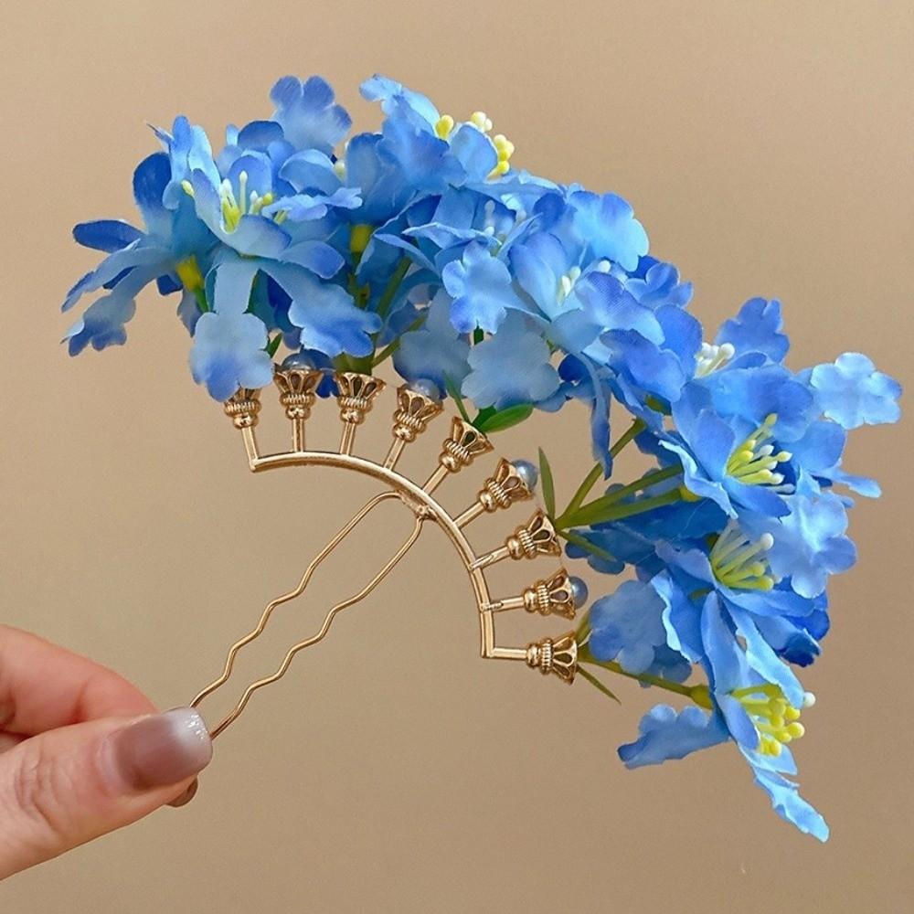 Bohemian Simulation Flower Hair Fork Cloth Side Clip Headdress Chinese Style Hairpin Daily Wear