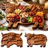 Деревянная доска для закусок Рустик Фермерский поднос для мяса и сыра Дизайн с шотландской коровой Натуральное дерево Ручная работа Сервировочная тарелка Готова для пикника