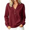 2026 Fall Winter Solid Button Pocket Long Sleeve Hoodie Women Casual Fashion Sweatshirt