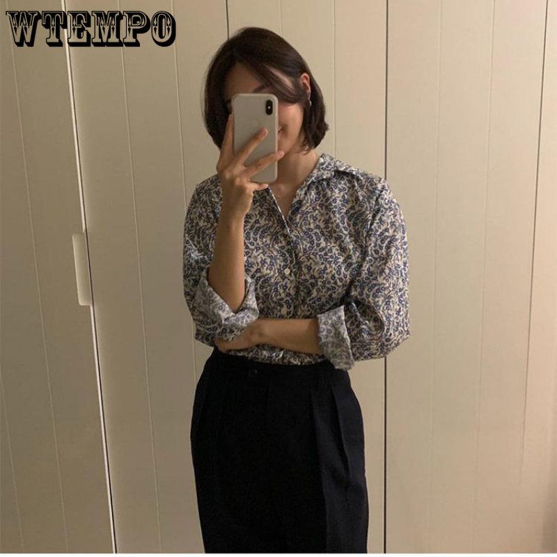 Весенне-осенняя женская рубашка, популярная литература и искусство, ретро-рубашка с виноградным принтом и цветами, свободная большая тонкая рубашка