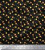 Black Japan Crepe Satin Fabric Rose Floral Print Fabric by Metre 42 Inch