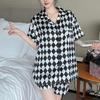 Europe & American Style Retro Literary Women Pajamas Trend Cool Black White Check Print Lounges Summer Fashion Homewear