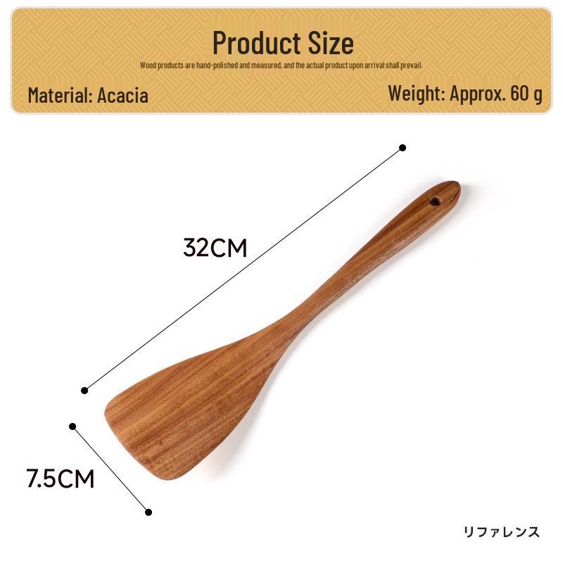 Набор кухонной утвари из тикового и акациевого дерева: Лопатка с длинной ручкой и большая суповая ложка