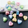 10Pcs 17*16mm Light Colored UV Two-color Three-dimensional Heart-shaped Loose Beads For DIY Bracelets Necklace Jewelry Making Handmade Accessories