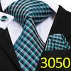 Hi-Tie Plaids&Checks Necktie Handkerchief Cufflinks Set Tartan Necktie for Business Party