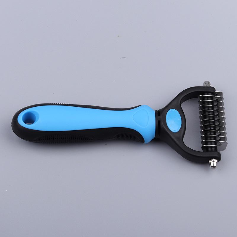 Нержавеющая двусторонняя расческа для кошек и собак, щетка для больших собак, открытый узел, грабли, нож, товары для ухода за домашними животными