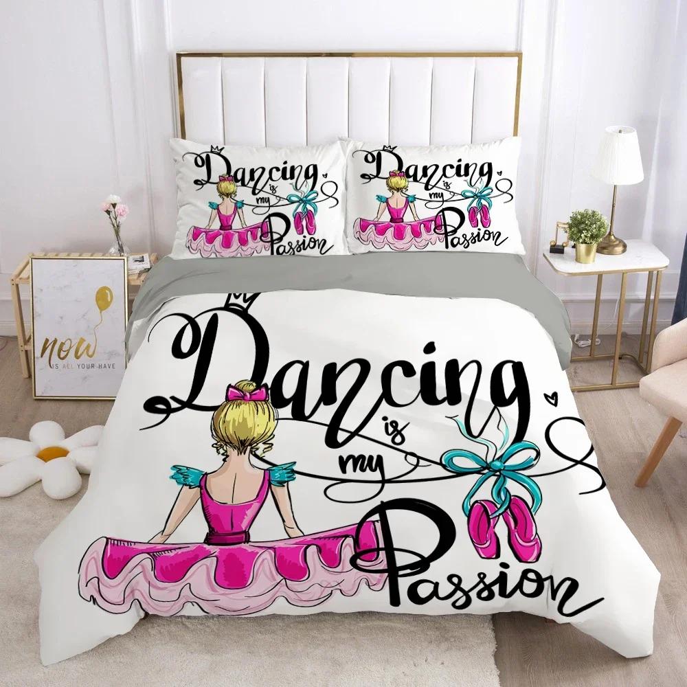 Dancing Girl Ballet Girls Comfortable Duvet Quilt Cover Pillowcase Bedding Set Children Bedroom Decoration Home Textile