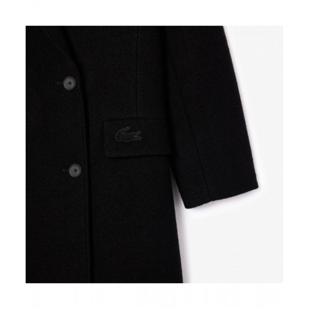 LacoSte Women S Double breaSted Long Coat [black]