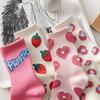 Breathable Women Cotton Socks Heart Strawberry Sports Socks Sweat Absorption Tube Socks