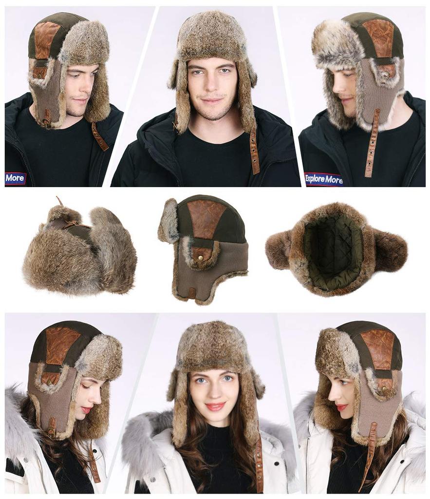 Siggi Pilot Flight Skiing Cold Weather Hat for Men with Ear Russian Style Cap for Fall and Outdoor Snow Plus Army Green Cap, Cap, Flaps, Winter,