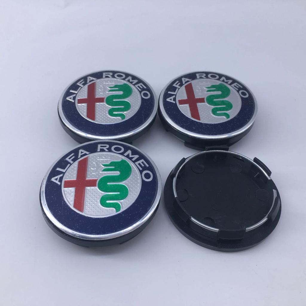 IDRQ9 4PCS 60mm Automotive Hub Cover Decoration Logo Center Cover Protective for Alfa Romeo Giulia Giulietta 159 Mito Spider GTA