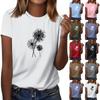 Women's Fashion Casual Short Sleeve Printed Round Neck T-Shirt Top