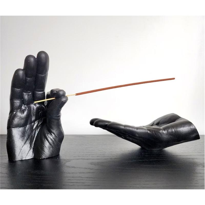 Держатель для благовоний из человеческой руки из смолы с улавливателями пепла для медитаций в йоге и украшения для дома