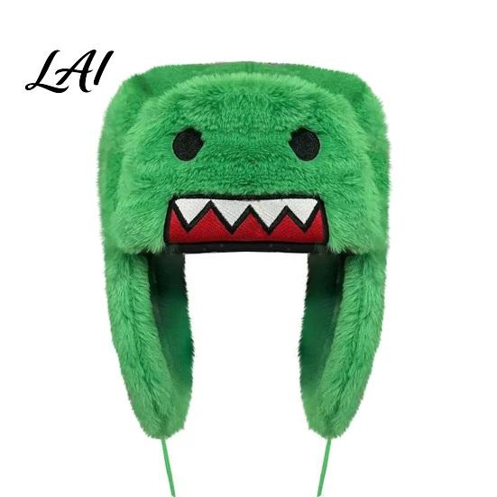 Cute Fuzzy Winter Hat Cartoon Monster Plush Trapper Hat Thick Lining And Earflap Warm Head Protection Ear Fashionable Headgear for Kids Gift