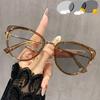 Color Changing Myopia Glasses Fashionable Retro Cat Eye Pochromic Glasses Blue Light Blocking Eye Protection Diopter To -4.0