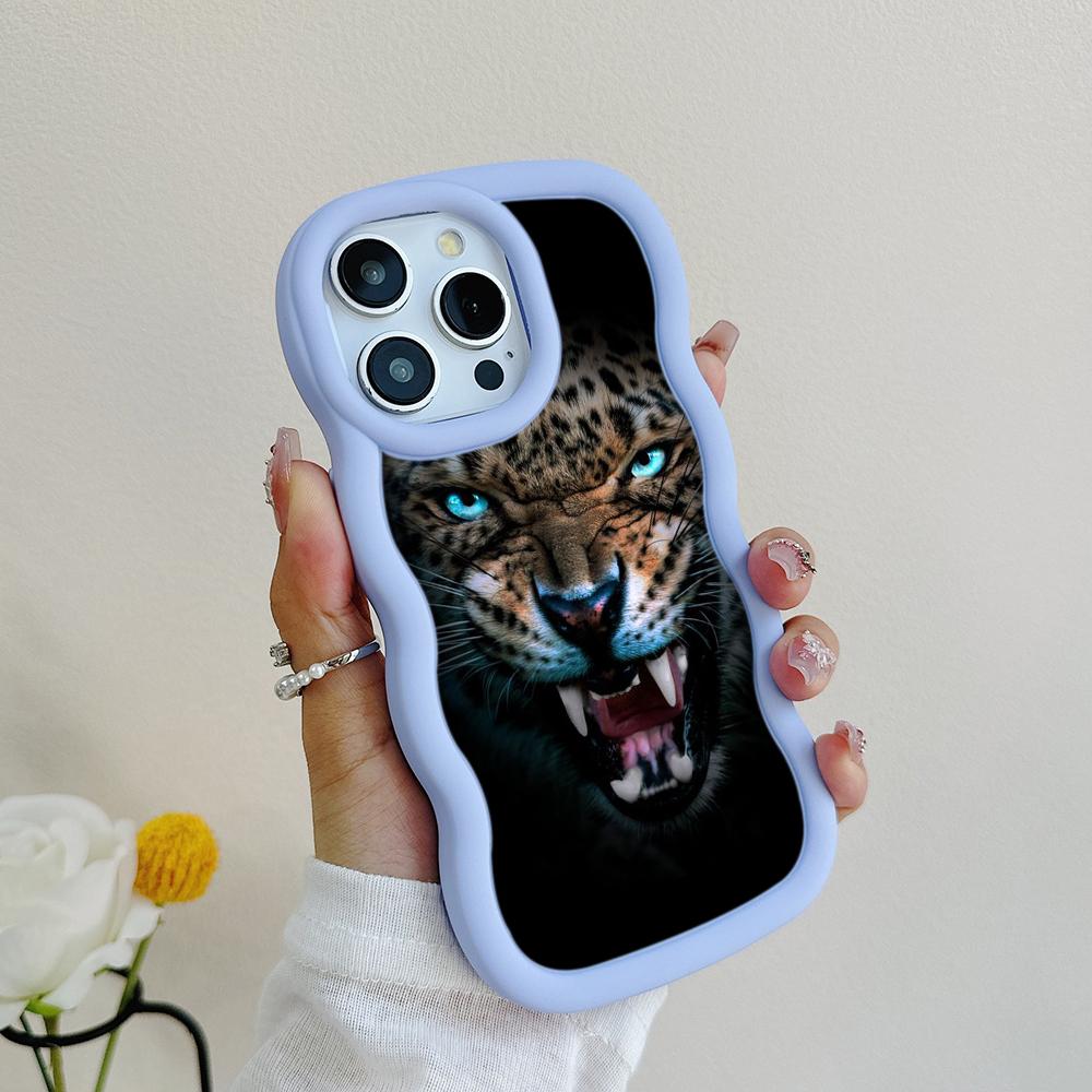 Чехлы для телефонов N96 Tiger eyes design Macaron Wavy Edge для iPhone 16 Pro Max Samsung S24 Plus S23 Ultra A35 A05s Xiaomi Redmi Note 13, противоударный чехол