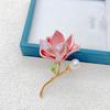 Magnolia Flower Brooch for Women Artificial Flower Pins Faux Pearl Enamel Badges Lapel Pins for Jackets Dresses Coats Accessories