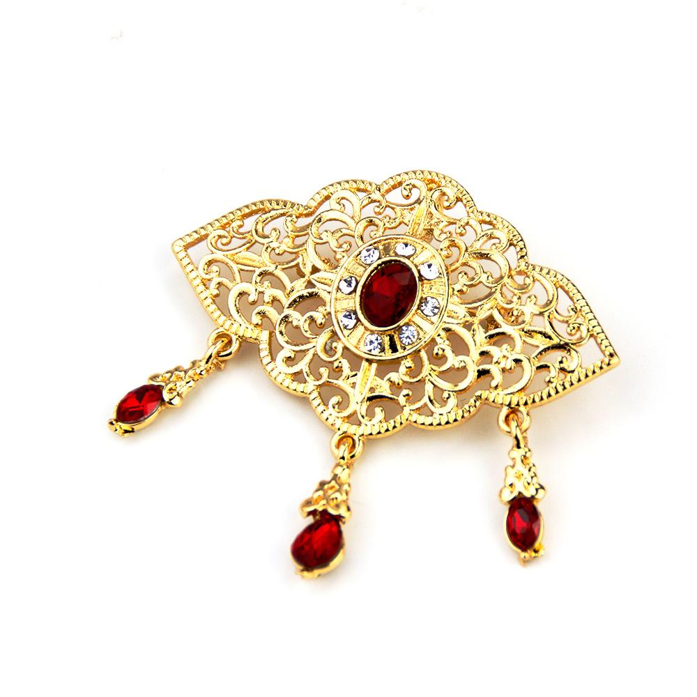 Chic Gold Color Crystal Brooch For Women Brooch Pins Flower Arabesque Bridal Wedding Jewelry