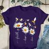 Faith Hope Love Daisy Print T Shirt Women Short Sleeve O Neck T Shirt Summer Women T Shirt Tops Camisetas Mujer