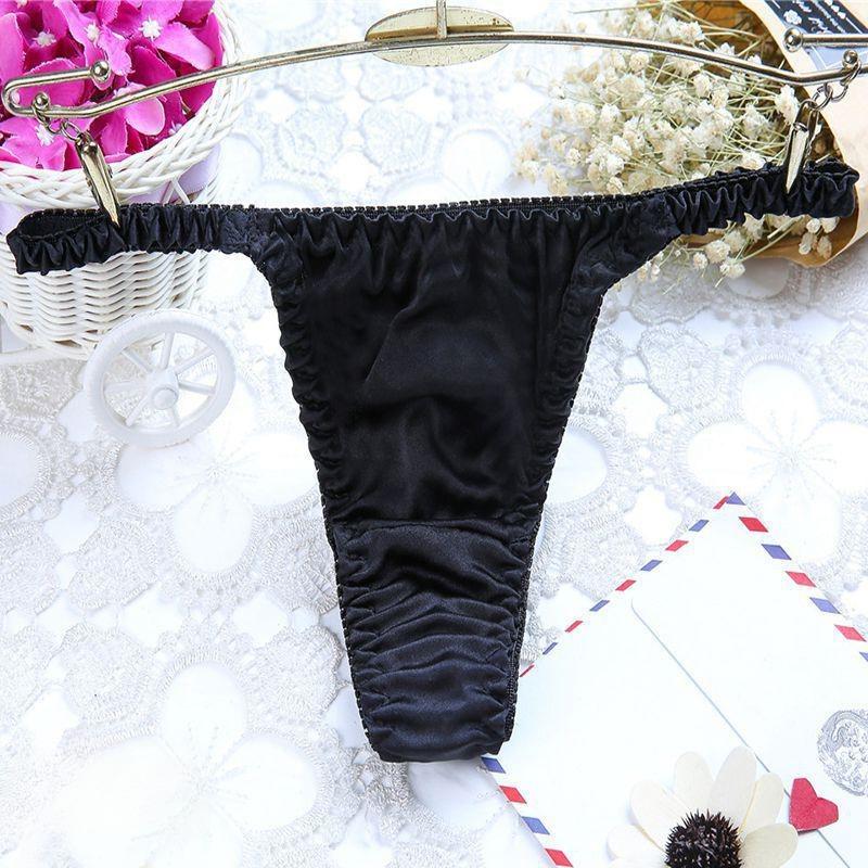 Women's Sexy Pure Silk Thongs Briefs Bikinis Underwear G-String Panties Comfortable Healthy