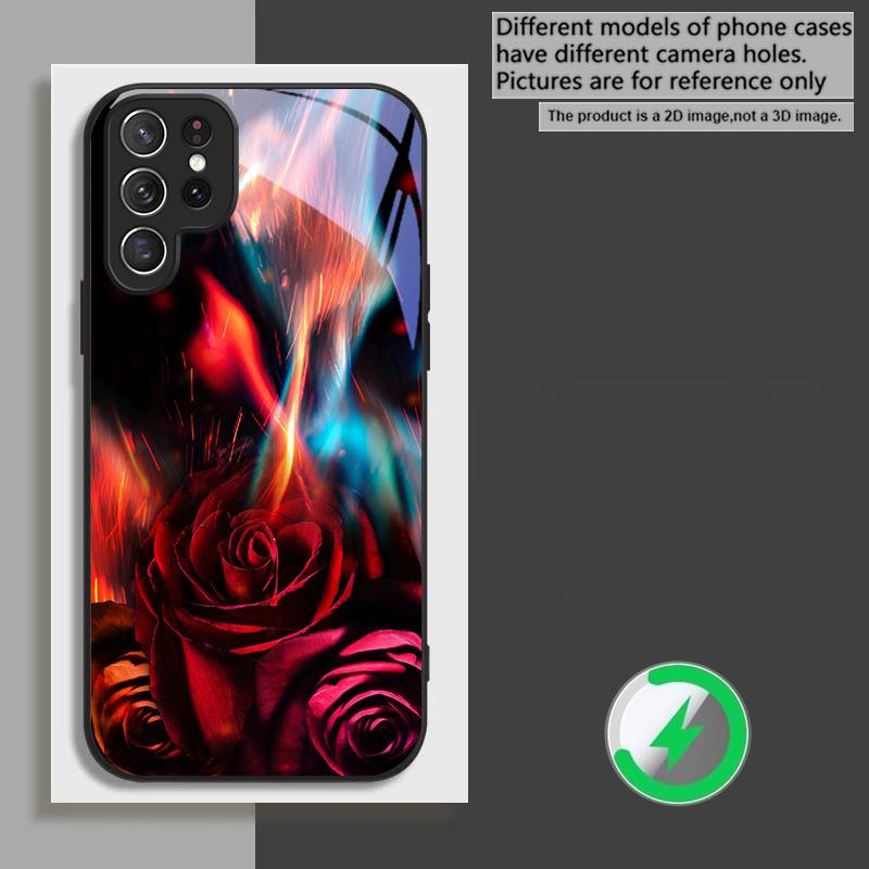 Великолепная Огненная Роза Подходит для Samsung Galaxy S26 Ultra S20 FE S21 S22+ S23 Plus S24 S25 Edge Магнетизм Стекло Чехол для Телефона