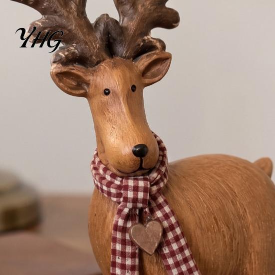 Decorative Animal Figures for Entryway Tables Rustic Elk Ornament, Handcrafted Resin Deer Figurine, Unique Housewarming Gifts Lovers Wildlife