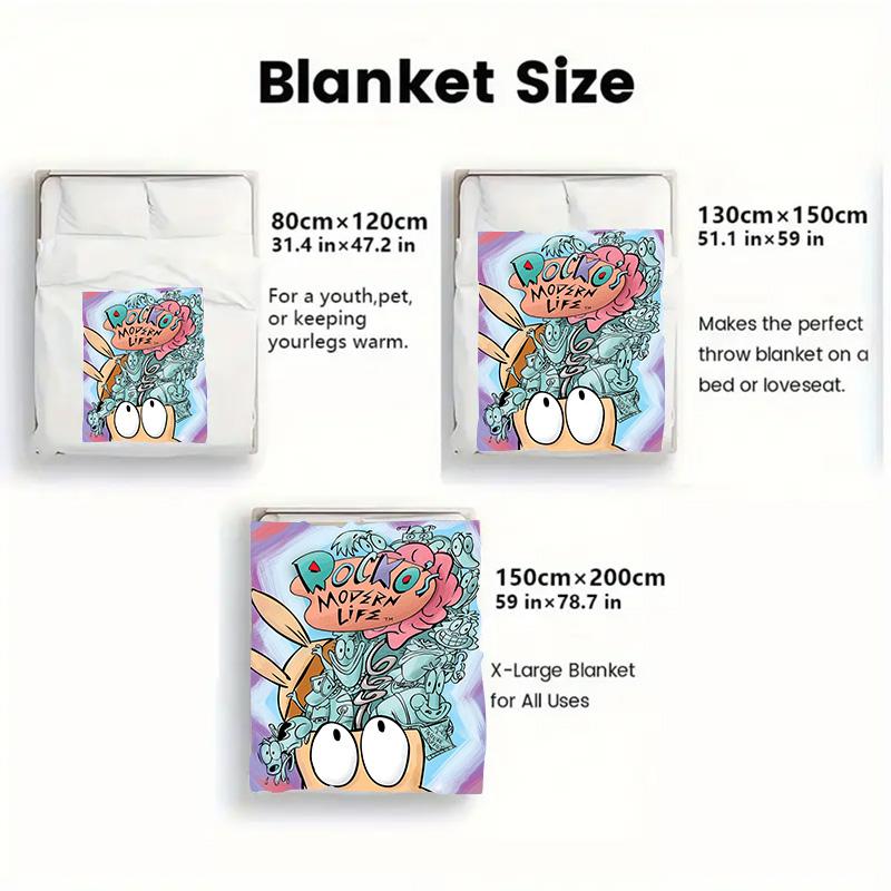 Rocko's Modern Life 2D Flat Pattern Flannel Blanket High quality All Seasons Warmth and Comfort Perfect for Christmas Gifts.PMT0914432
