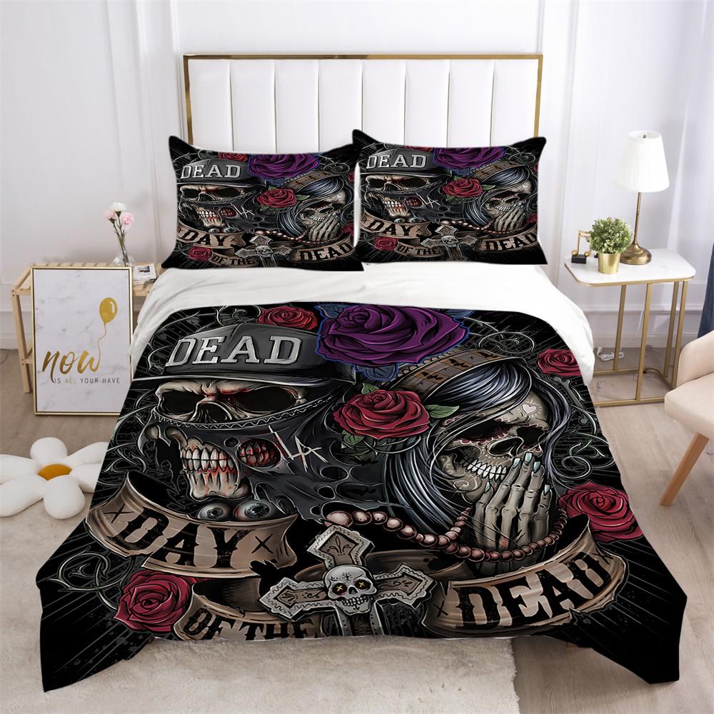 3D Skull Printing Duvet Cover Set Twin Size Microfiber Bedding Set Fashion High Ranking Cool Bedroom Decor