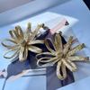 Zinc Zinc Alloy Straw Woven Earrings Elegant Hollow Floral Earrings Exaggerated Flower Ear Studs  Vacation