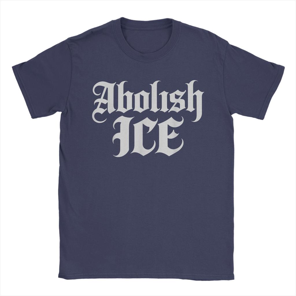 Anti ICE Retro English Vintage Old Text Style Abolish ICE TShirt Summer TShirts Men Cotton O Neck Plus Size Tees Retro Tops