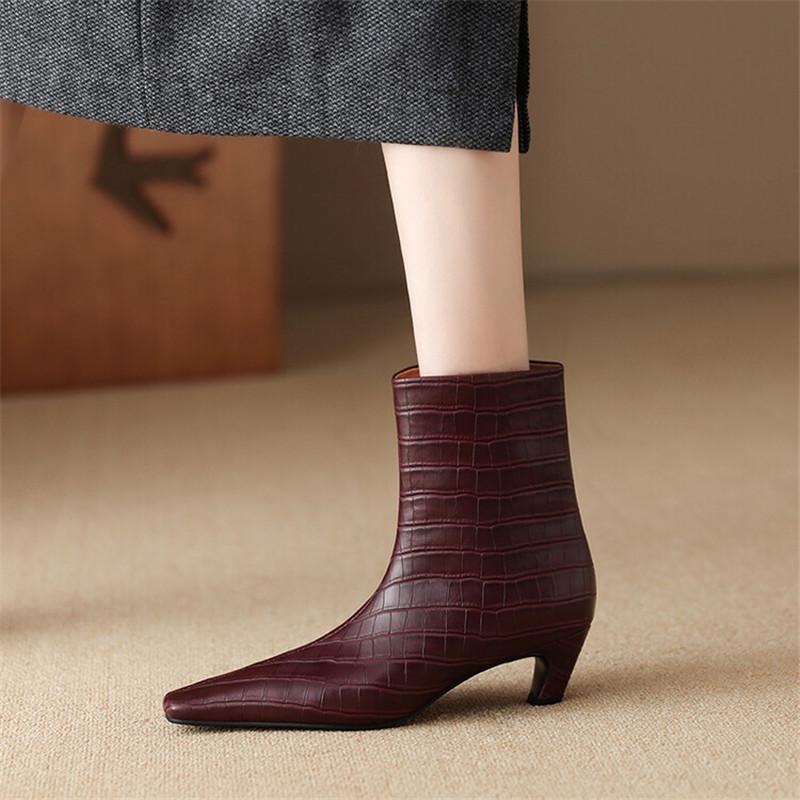 Модная женская обувь из спилковой кожи на осень-зиму, модные ботильоны с квадратным носком для женщин, короткие ботинки, женская обувь, ковбойские сапоги, zapatos mujer