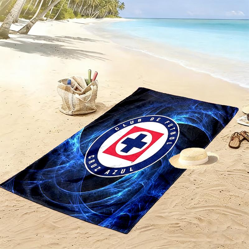 Пляжное полотенце с принтом Cruz Azul, Большое, Мягкое, Быстросохнущее, для Пляжа, Кемпинга, Плавания
