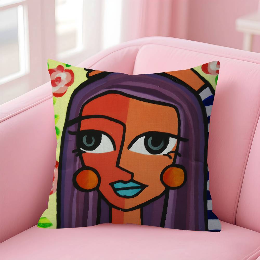 Painting art Picasso Doublesided Printed pillow cover Short plush Suitable living rooms bedrooms sofas throw cushion cover
