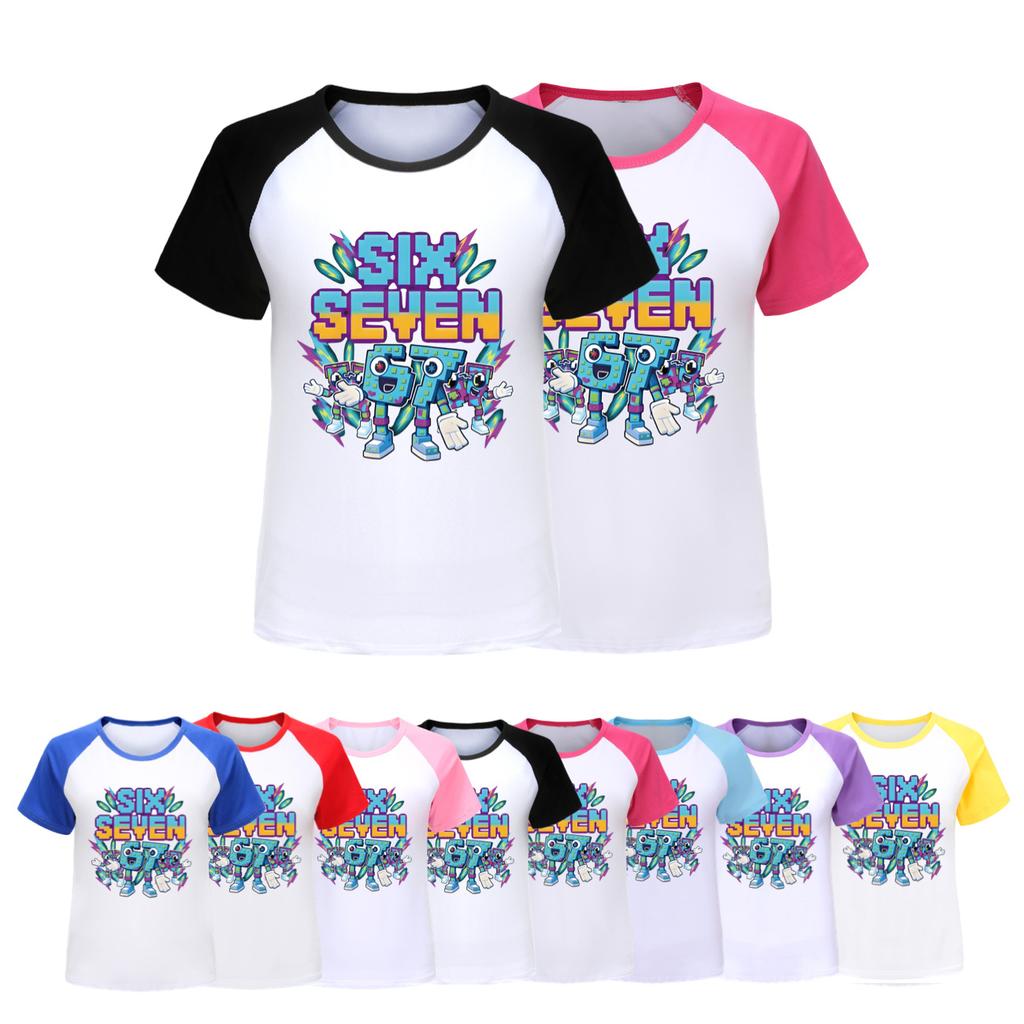 5220 Детская футболка с принтом Steal a Brainrot 67 Six Seven, реглан с короткими рукавами для мальчиков и девочек