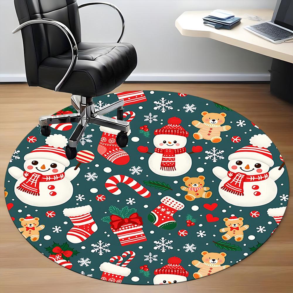 1pc Christmas Winter Office Round Area Rug, Under Office Chairs Bedroom Living Room Home Decor, Room Deco, Available in Various Sizes