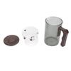 Glass Teapot with Strainer Wood Handle Tea Water Separation Loose Leaf Tea Maker Heatproof for Home