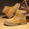 Модные мужские ботинки из натуральной коричневой кожи, брендовые, мужские, новая коллекция, ботинки для ходьбы, мужские ботильоны, на шнуровке, уличные, высокие, нескользящие, повседневные