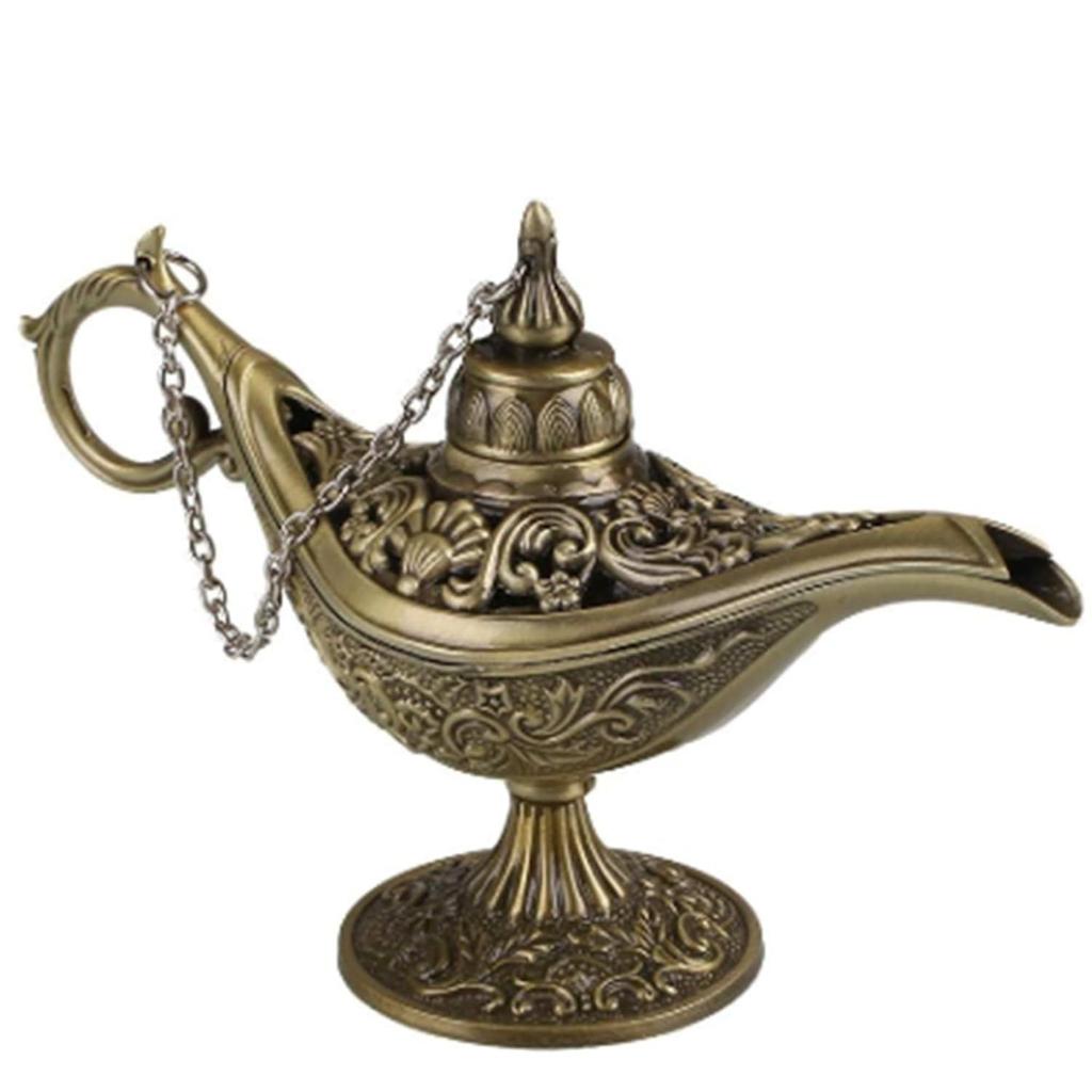 Alloy Classic Vintage Collectible Rare Legend Magic Genie Alladin Chirag Lamp for Home Office Table Housewarming Decoration