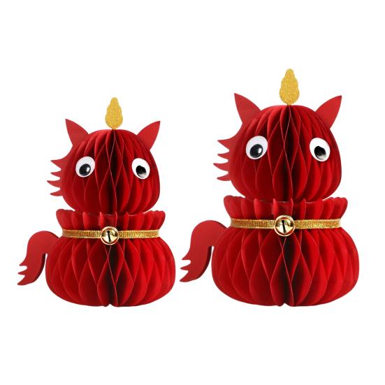 Фигурка лошади на китайский Новый год, выдвижная сотовая, зодиакальная лошадь, украшение, 3D складная бумажная лошадь, настольное украшение для Праздника весны, домашний декор