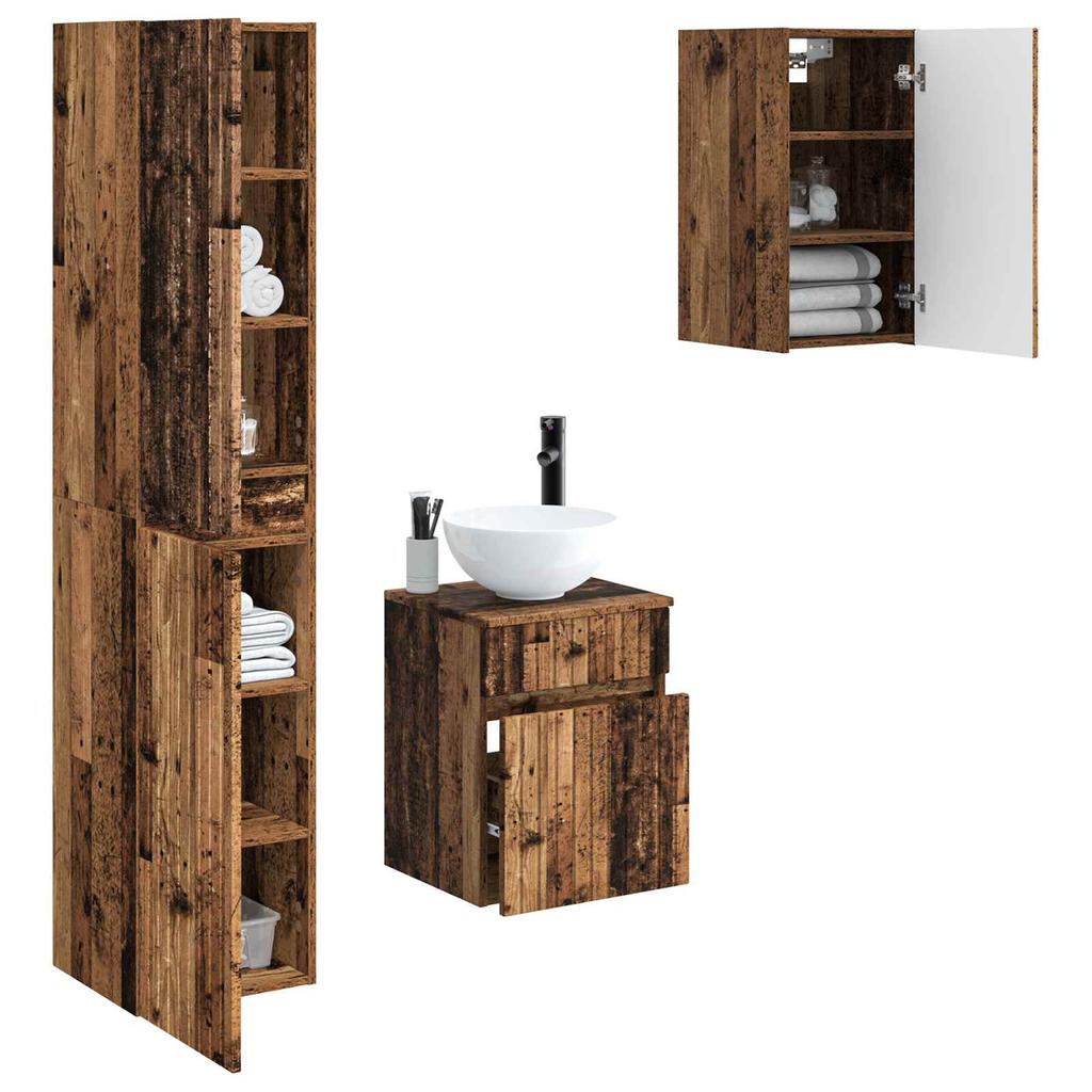 Bathroom Furniture Set 3 pcs Reclaimed Wood 33 x 34.5 x 160 cm