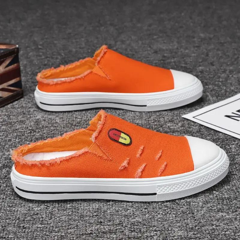 Outdoor Men's Shoe Canvas Flat Male Slipper Fun Eva Clappers 2024 Adult Cheap Shoes 2025 New In Trend Comfortable Style Slides