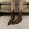 Узкие Одинарные Сапоги Женские Осенние Новые Квадратный Носок Простые и Универсальные Клиновидный Каблук Внутреннее Увеличение Высоты Нескользящие Ботильоны