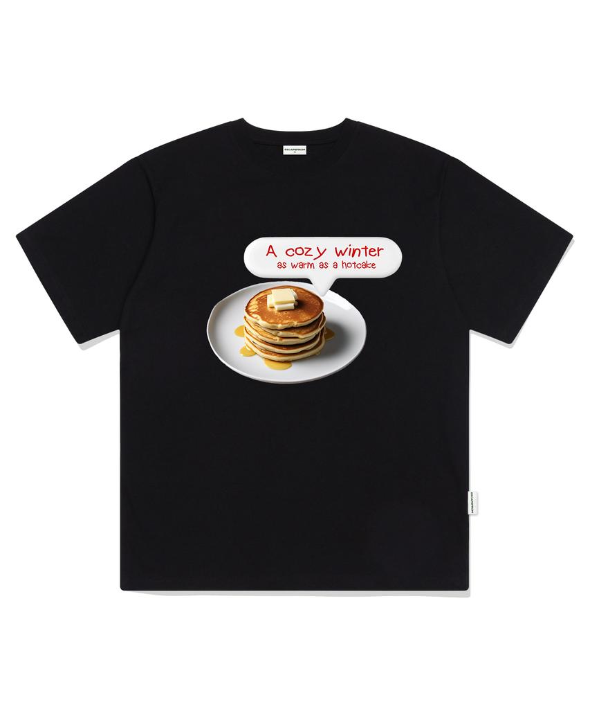 ESCAPEFROM Cozy Hotcake Print Oversized Short Sleeve T-Shirt Black